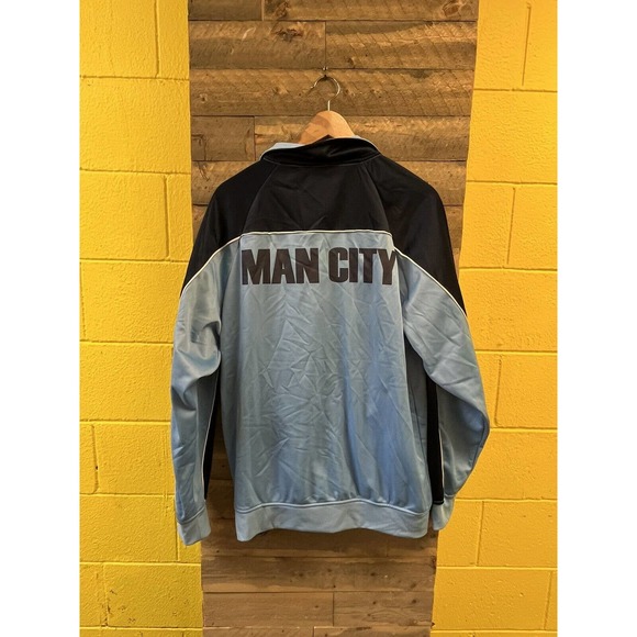 Official Manchester City Track Jacket Zip up Size L Navy & Lt Blue - Picture 2 of 2